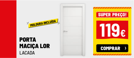 Porta maciça lacada branca LOR 75 cm direita com moldura GEOM