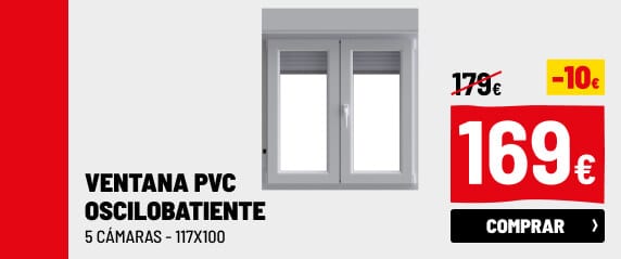 Ventana PVC oscilobatiente con persiana blanca 5 cámaras 117x100cm