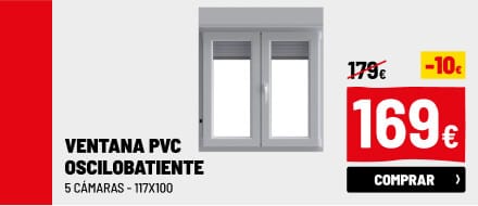 Ventana PVC oscilobatiente con persiana blanca 5 cámaras 117x100cm