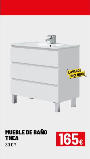 Mueble de baño Thea con lavabo 3 cajones blanco 80cm