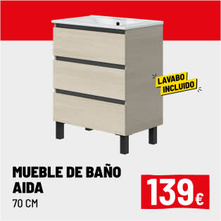 Mueble de baño Aida con lavabo 3 cajones roble 70cm