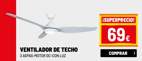 Ventilador de techo 3 aspas blanco con luz led y motor DC Ocelair