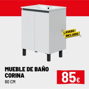 Mueble de baño Corina con lavabo blanco y negro 60cm
