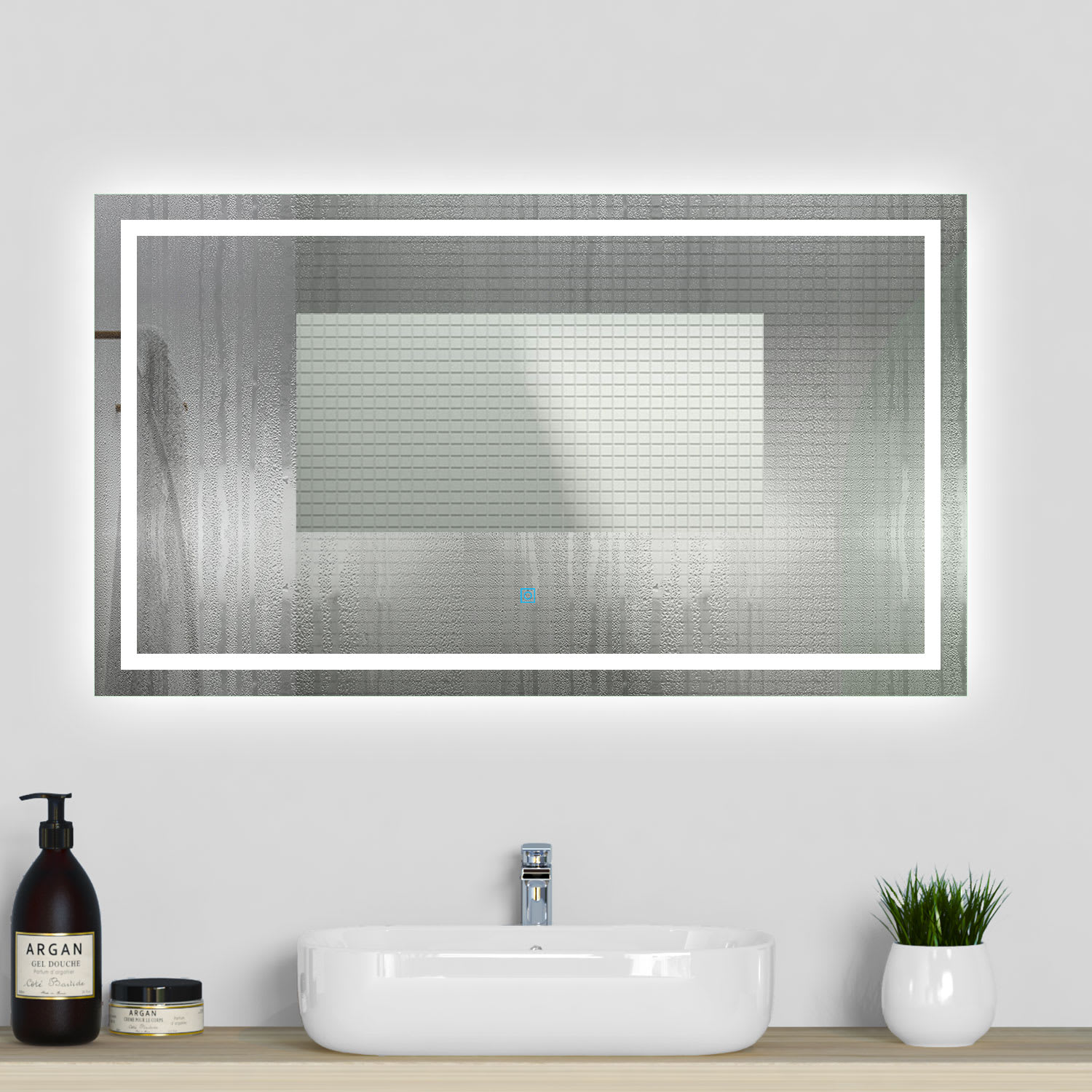 Espejo de baño led 120×70cm＋antivaho＋interruptor táctil