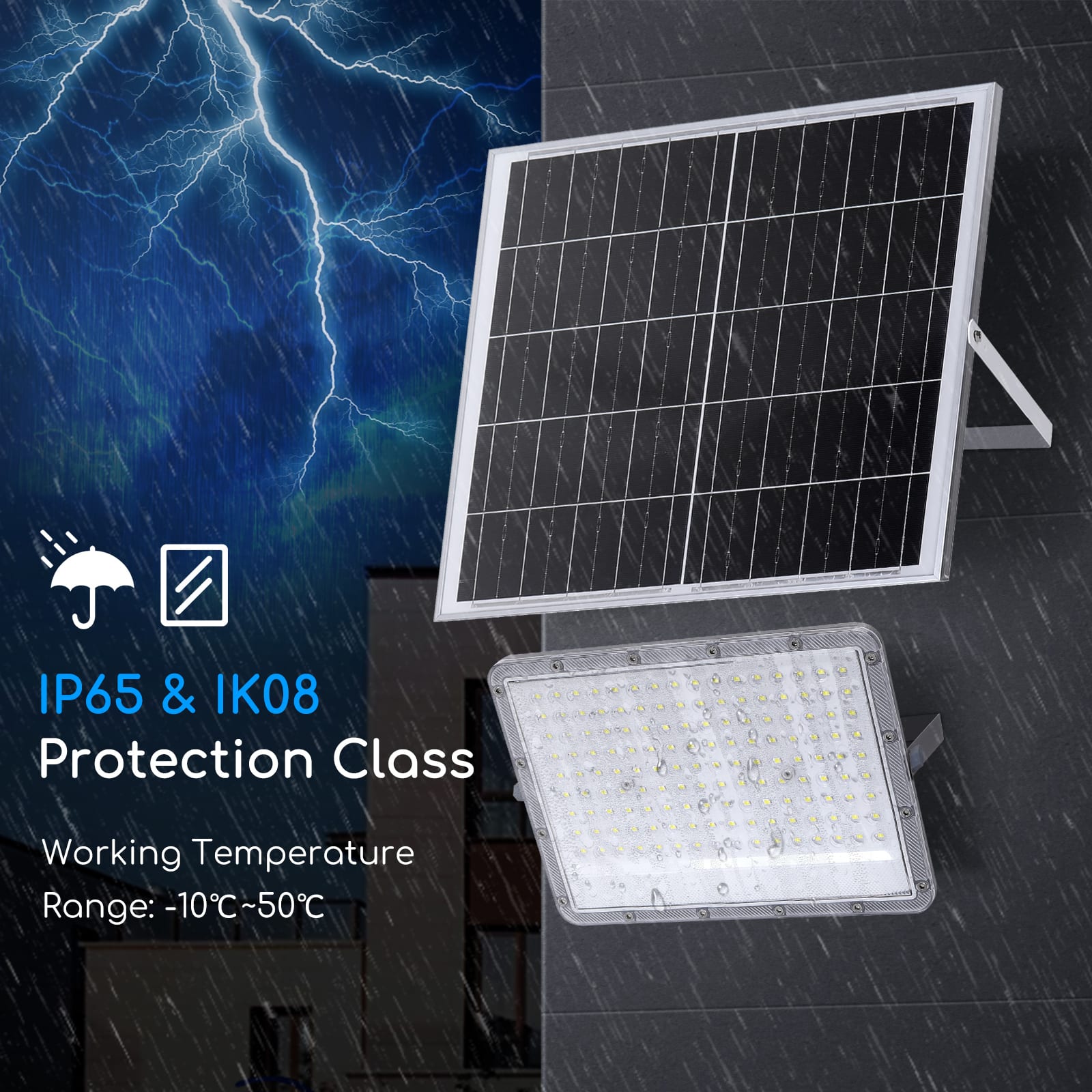 Foco Proyector LED Solar ECO Profesional 200W IP66 con Sensor Crepuscular /  Movimiento con Control Remoto • IluminaShop