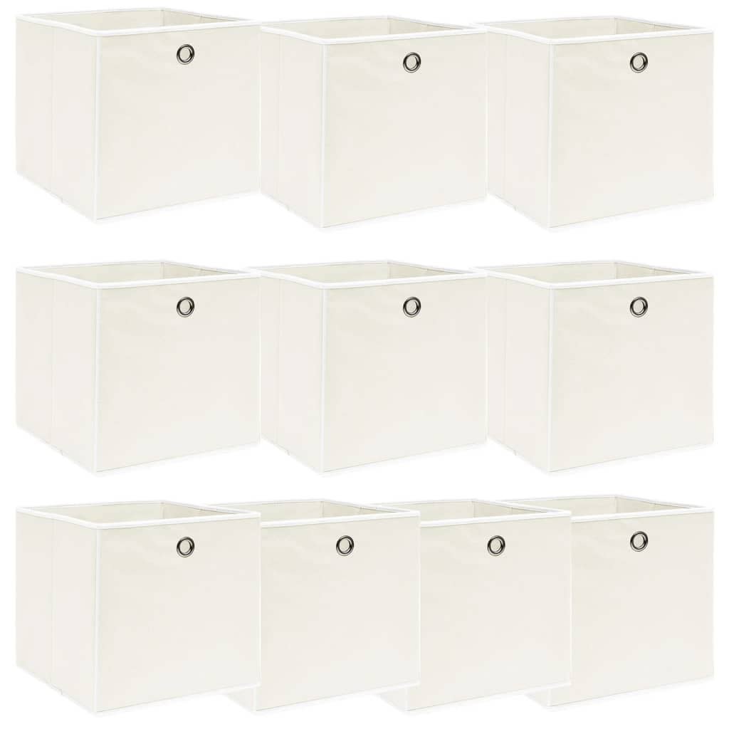Cajas de almacenaje 4 unidades tela blanco 32x32x32 cm