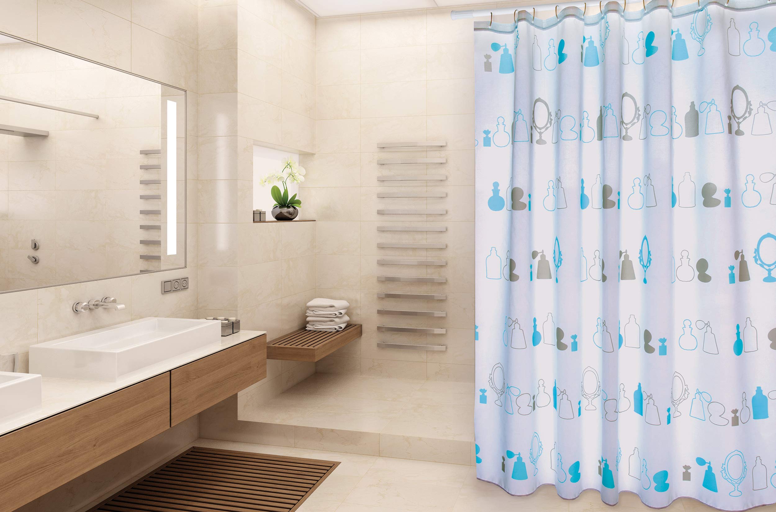 Cortina de baño Atomic marrón poliéster 180x200 cm