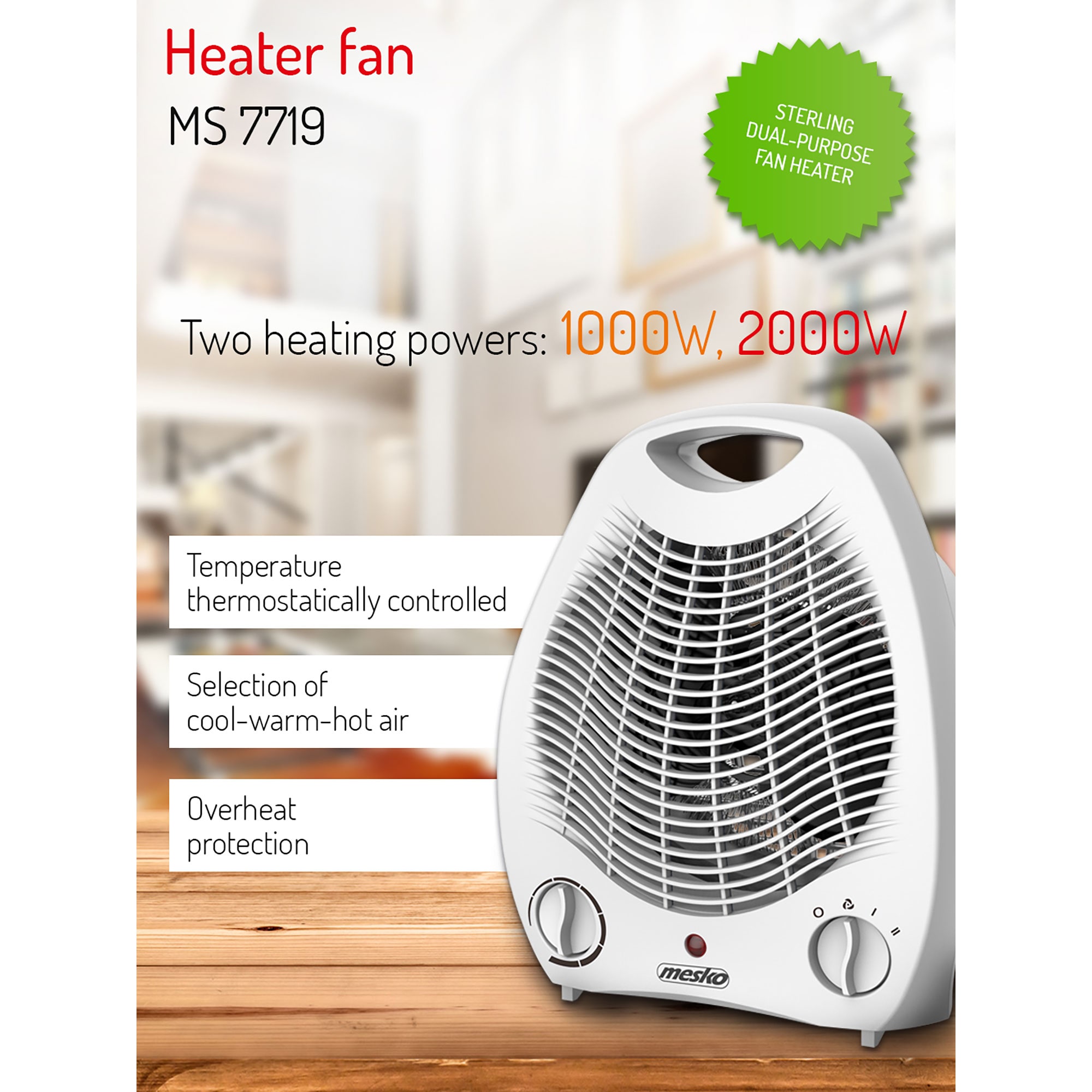 Calefactor Ventilador Klack De Aire Caliente / Frío, Termoventilador, 2  Niveles Temperatura, Con Termostato 2000w Redondo con Ofertas en Carrefour