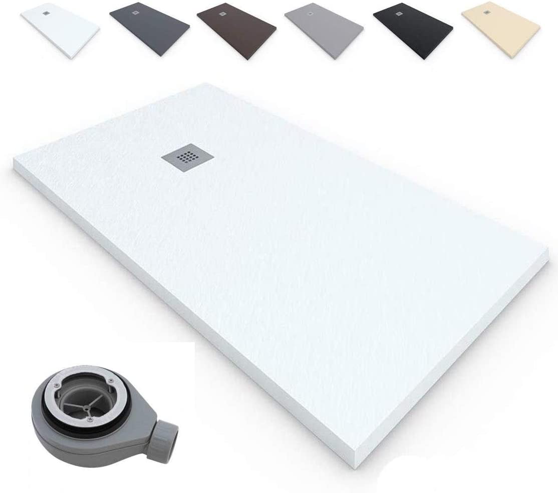 Plato ducha resina terra blanco 100x130 pizarra valvula 130x100 Brico Depot