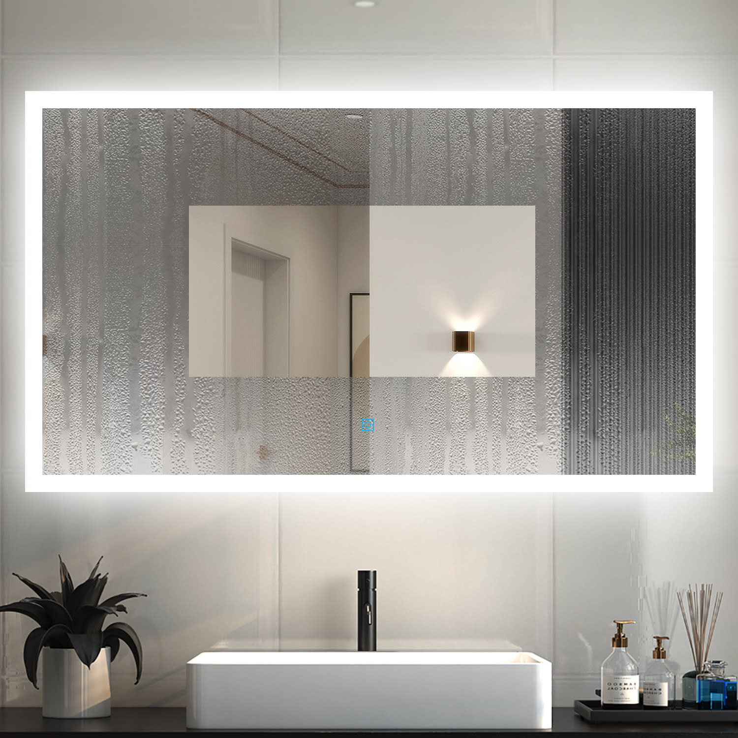 Espelho LED para casa de banho com luz de perímetro e anti-embaciamento  Eurobath