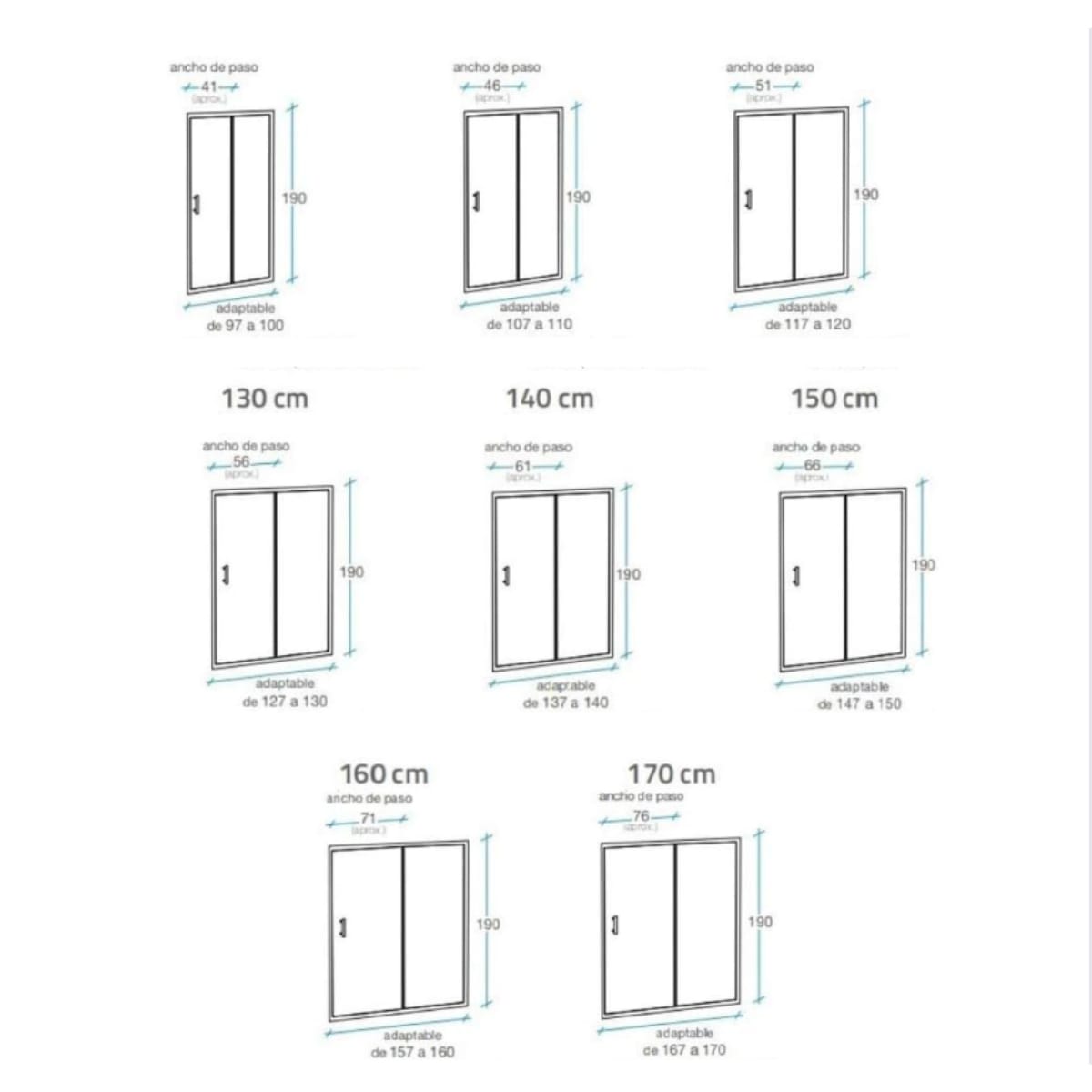 Mampara frontal de ducha 1 fijo + 1 puerta corredera de 156 a 162 cm.  Velvet — Suministros online SUMICK, S.L.