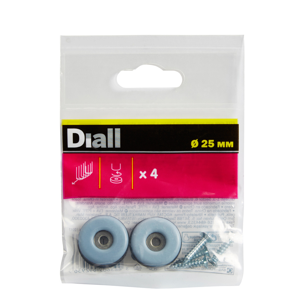 PACK 4 UDS PATIN REDONDO COM PARAFUSO Ø 22 mm