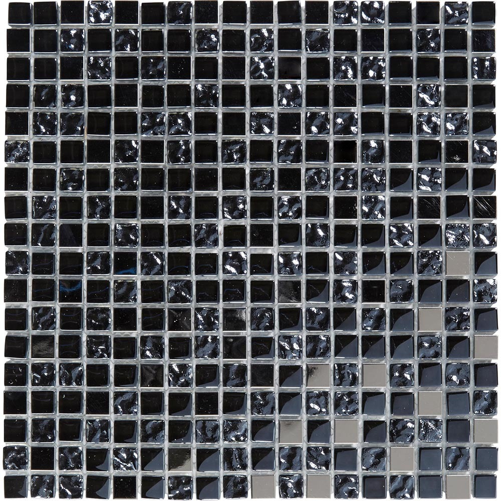 Malha de mosaico milaino preto e cinzento 30 x 30 cm