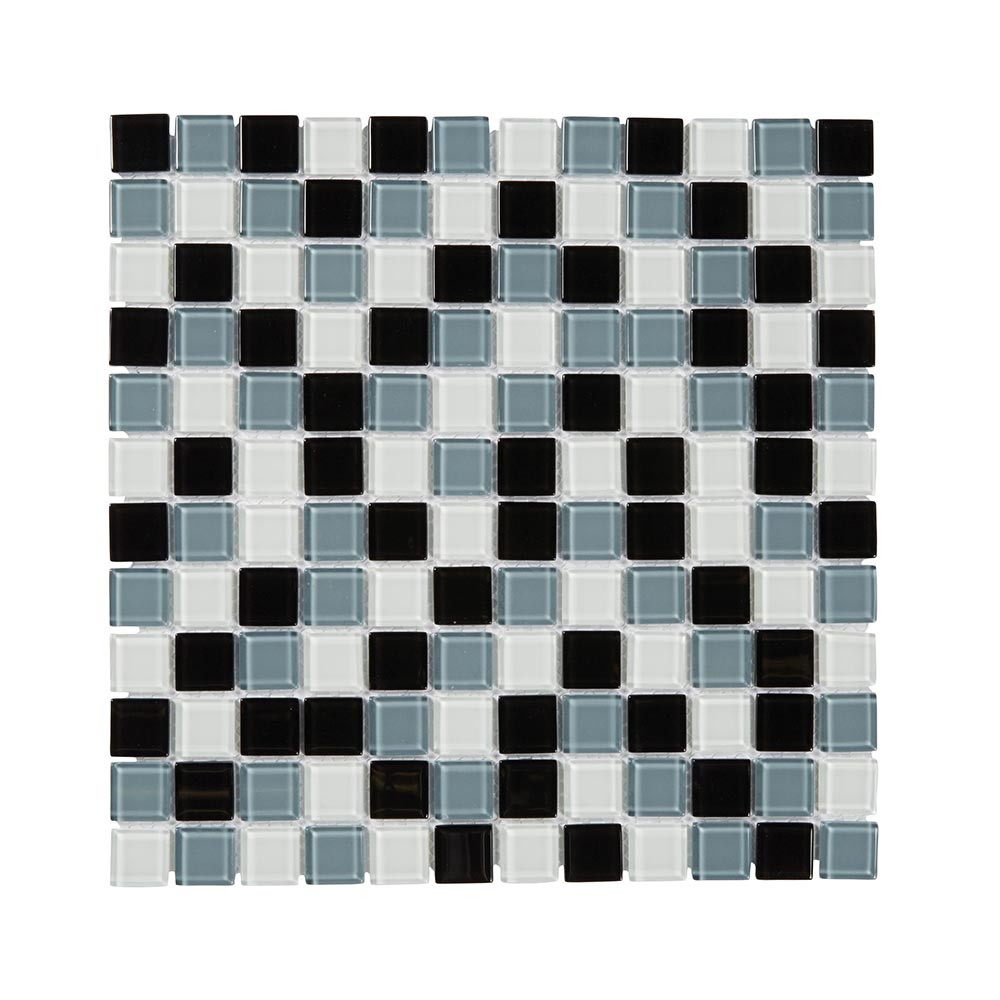 Malha de mosaico tarente preto cinzento e branco 30 x 30 cm