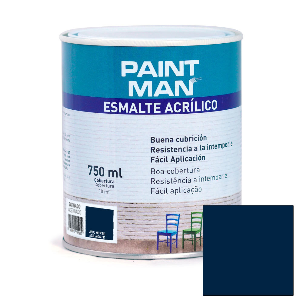 Esmalte acrílico satinado paintman azul norte 750 ml