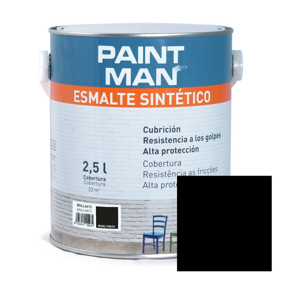 Esmalte sintético negro brillante paintman 2,5 l