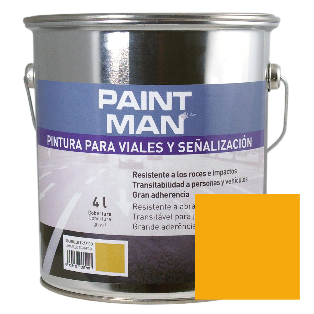 Pintura para viales y señalización amarillo paintman 4 l