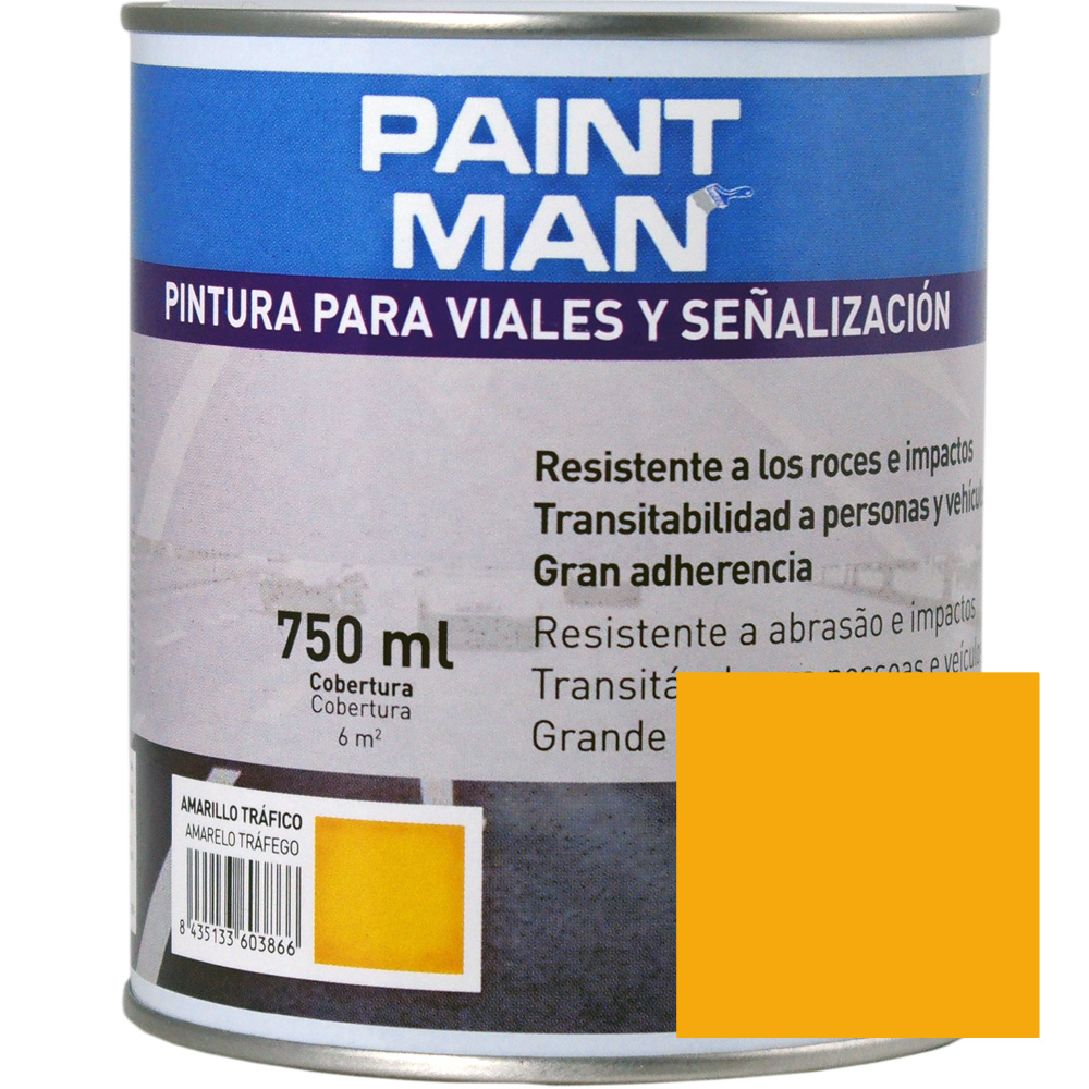 Pintura para viales y señalización amarillo paintman 750 ml