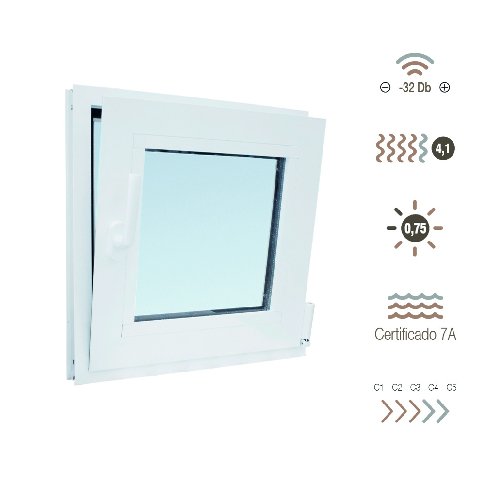 Ventana de aluminio oscilobatiente 80 x 80 cm derecha