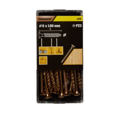 20 parafusos para madeira pozidriv premium 6 x 90 mm Turbodrive