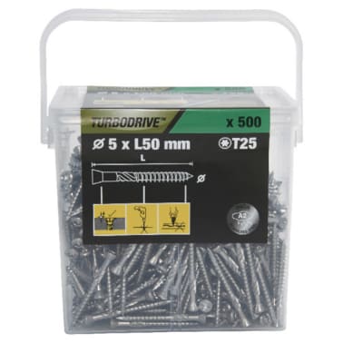 500 Tornillos Torx para tarimas de acero 5x50 mm