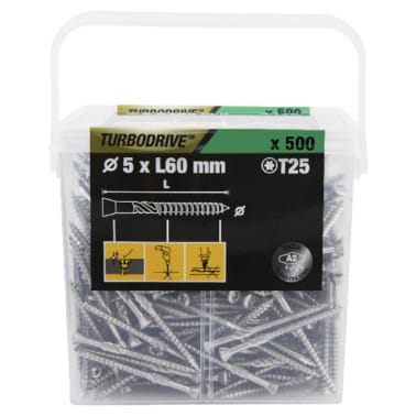 500 Tornillos Torx para tarimas de acero 5x60 mm