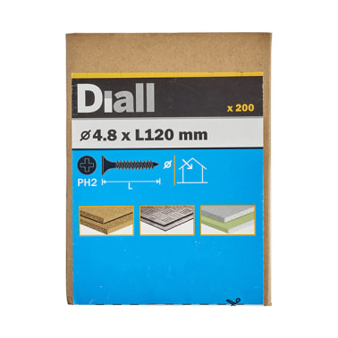 200 PARAFUSOS PH2 PARA GESSO 4,8 X 120 mm Diall