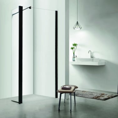Mampara de ducha fija negro 80 cm y 45 cm 2 hojas