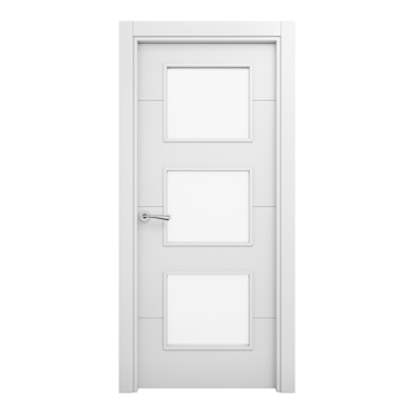 Porta maciça Carys envidraçada lacada branco 75 cm direita com moldura
