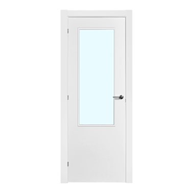 Porta lacada com moldura envidraçada branca Ulla 75 cm direita