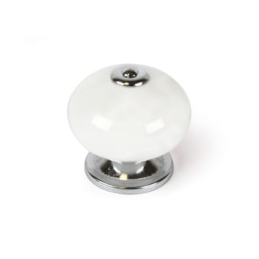 Pomo metal/porcelana blanco ø 39 mm