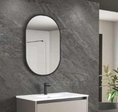 Espejo Ovalado Decorativo Borde Negro 55 x 80 cm, Espejo de Baño Ovalado  Enmarcado Negro, Espejo de Pared Ovalado