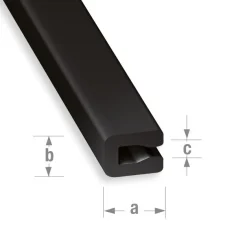 Perfil en U pvc negro 100x0,7x0,4 cm