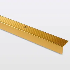 Perfil para escalón de aluminio dorado brillo goodhome 180 x 2,5 x 2 cm