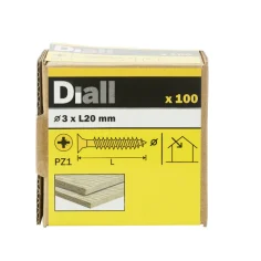 100 Tornillos para madera PZ 3x20 mm Diall