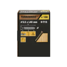 100 tornillos para madera TX premium 3,5x40 mm Turbodrive