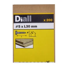 200 parafusos tirefond sextavados 5 x 30 mm Diall