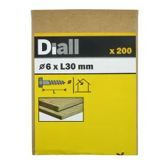 200 Tornillos barraqueros HEX 6x30 mm Diall