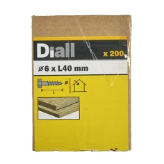 200 Tornillos barraqueros HEX 6x40 mm Diall