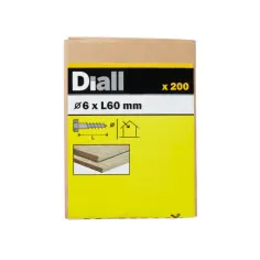 200 Tornillos barraqueros HEX 6x60  mm Diall