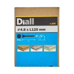 Tornillo para yeso PH2 4,8x120 mm Diall 200 uds