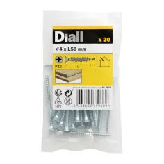 20 Tornillos para madera PZ 4x50 mm Diall