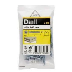 20 Tornillos para madera PZ 5x40 mm Diall