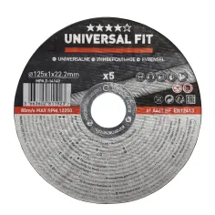 Pack 5 discos de corte para metal 125 x 1 mm universal fit