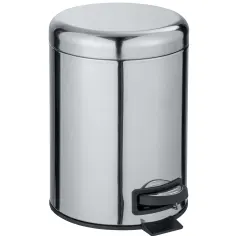 Papelera con pedal de 5L Leman acero inoxidable brillo