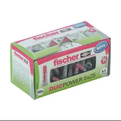 Buchas Duopower 5 x 25 mm Fischer Caixa 100 uds