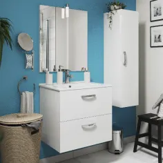 Mueble baño lavabo,Gabinete de tocador de baño con conjunto combinado de  lavabo, conjunto de lavabo de tocador de baño montado en la pared Fregadero  de cerámica de montaje inferior ( Color 