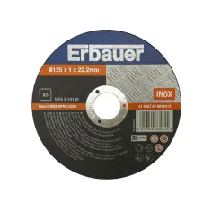 Pack 5 discos de corte metal/inox 125x1 mm Erbauer