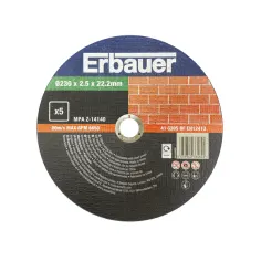Pack 5 discos de corte piedra 230x2,5 mm Erbauer