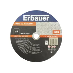 Pack 5 discos de corte metal/inox 230x2 mm Erbauer